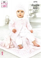 Knitting Pattern - King Cole 5772 - Baby Pure DK - Cardigan, Hat and Blanket